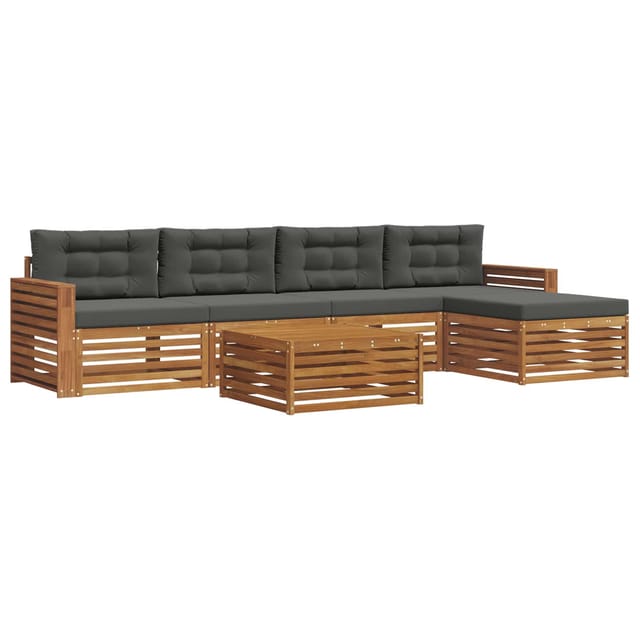 vidaXL Outdoor-Sofagarnitur mit Kissen 6-Tlg Natur und Anthrazit 3373347