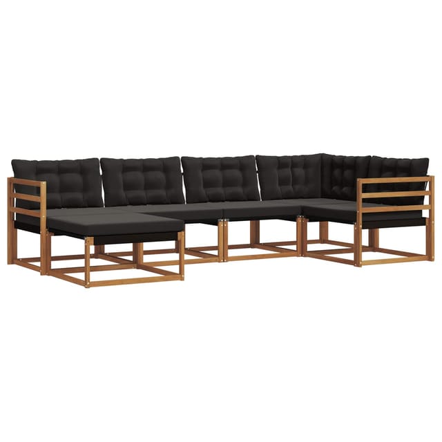 vidaXL Outdoor-Sofagarnitur mit Kissen 18-Tlg Natur und Schwarz 3369615