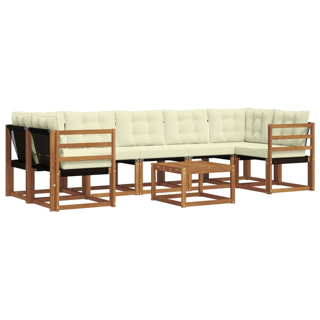 vidaXL Outdoor-Sofagarnitur mit Kissen 8-Tlg Natur und Creme 3368485
