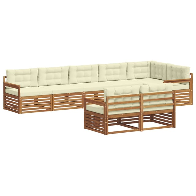 vidaXL Outdoor-Sofagarnitur mit Kissen 8-Tlg Natur und Creme 3373645