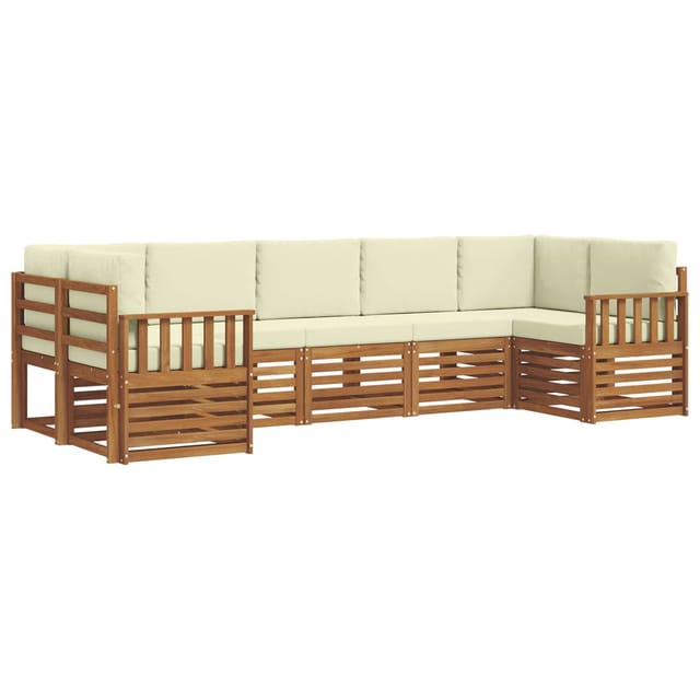 vidaXL Sofagarnituren 7 Tlg Natur und Creme Massivholz Akazie 3375400