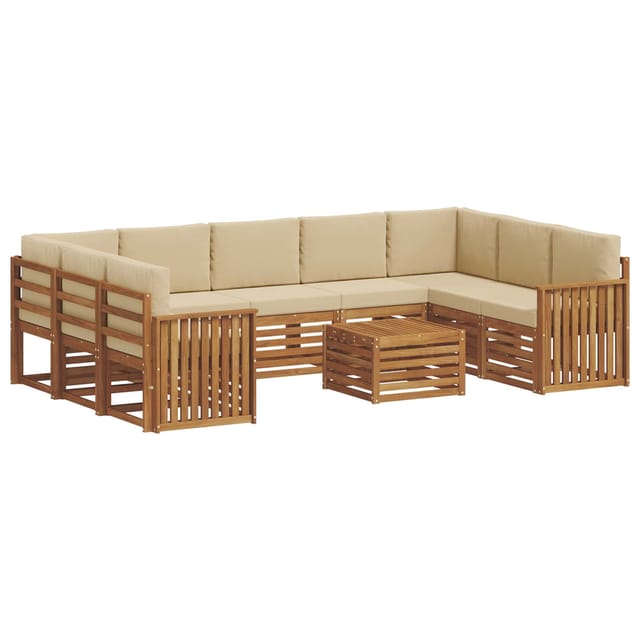 vidaXL Sofagarnituren 10 Tlg Natur und Beige Massivholz Akazie 3375518