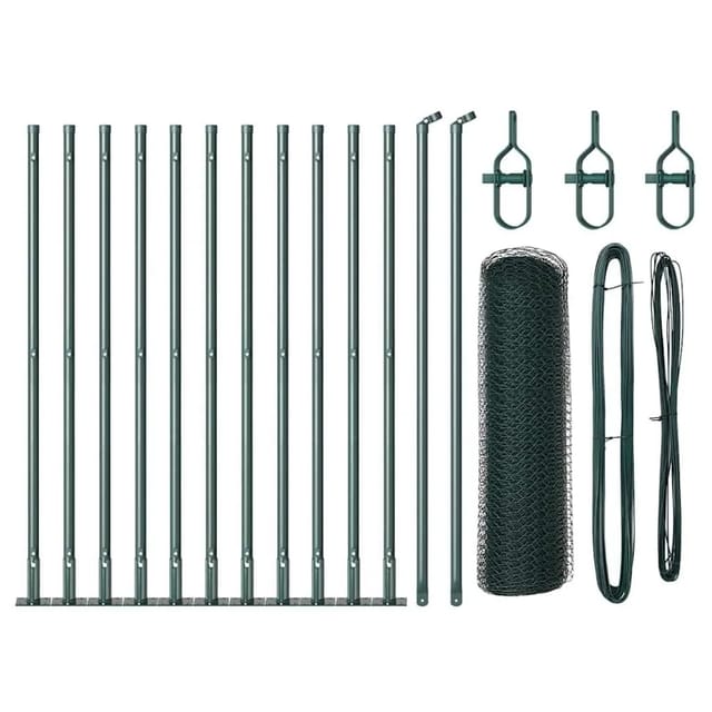 vidaXL Zaunpfosten Grün 25 x 0,5 m 25 mm Netz Stahl 3353505