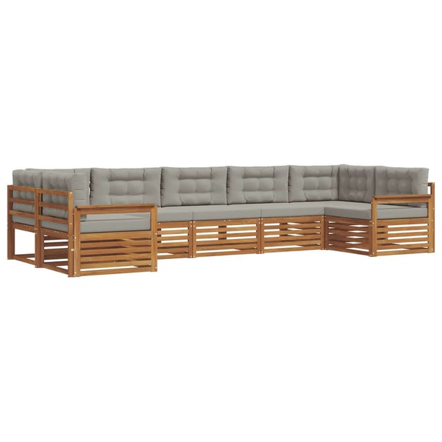vidaXL Sofagarnituren 7 Tlg Natur und Hellgrau Massivholz Akazie 3374046