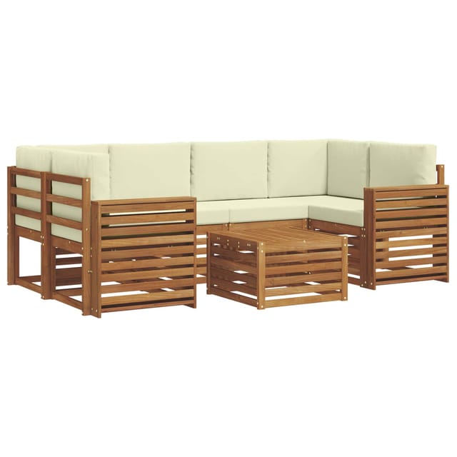vidaXL Sofagarnituren 7 Tlg Natur und Creme Massivholz Akazie 3374455