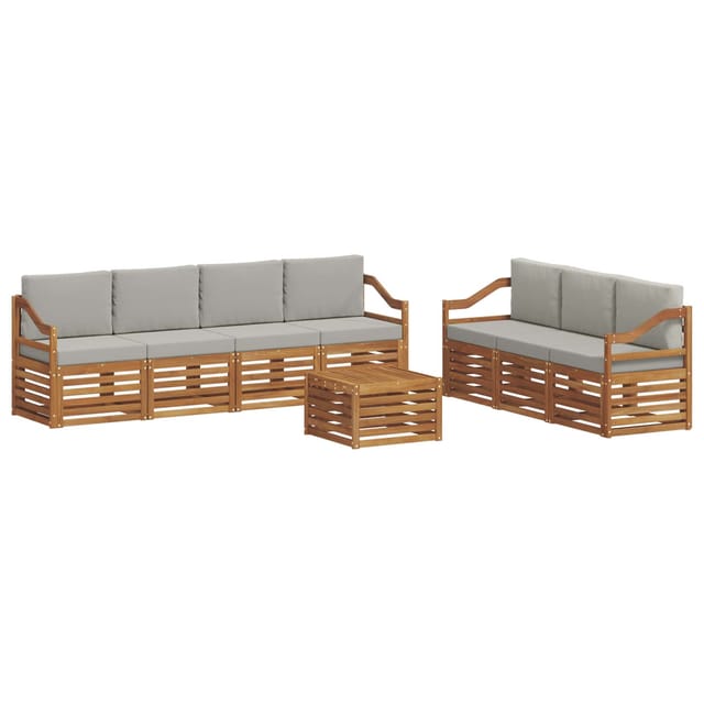 vidaXL Sofagarnituren 8 Tlg Natur und Hellgrau Massivholz Akazie 3374506