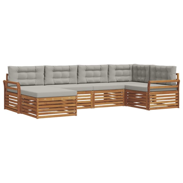 vidaXL Outdoor-Sofagarnitur mit Kissen 18-Tlg Natur und Hellgrau 3373741