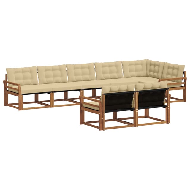 vidaXL Outdoor-Sofagarnitur mit Kissen 8-Tlg Natur und Beige 3369580
