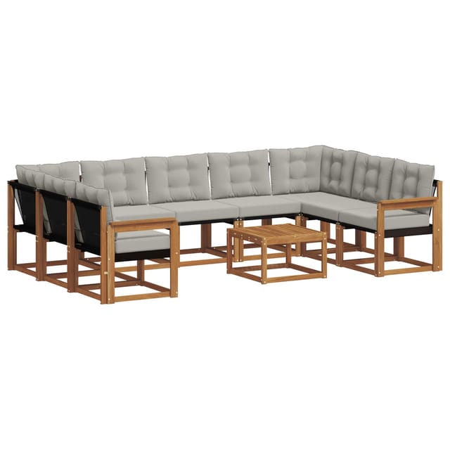 vidaXL Outdoor-Sofagarnitur mit Kissen 30-Tlg Natur und Hellgrau 3369066