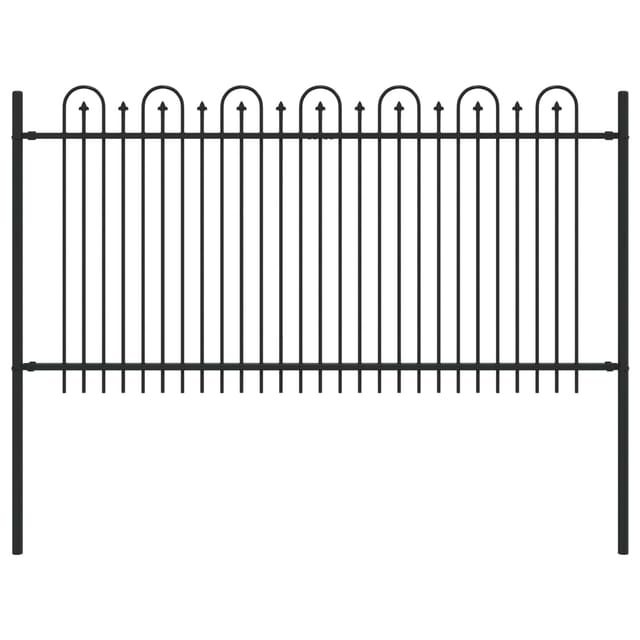 vidaXL Spitzenbogenzaun Schwarz 200 x 150 cm Pulverbeschichteter Stahl 42030092