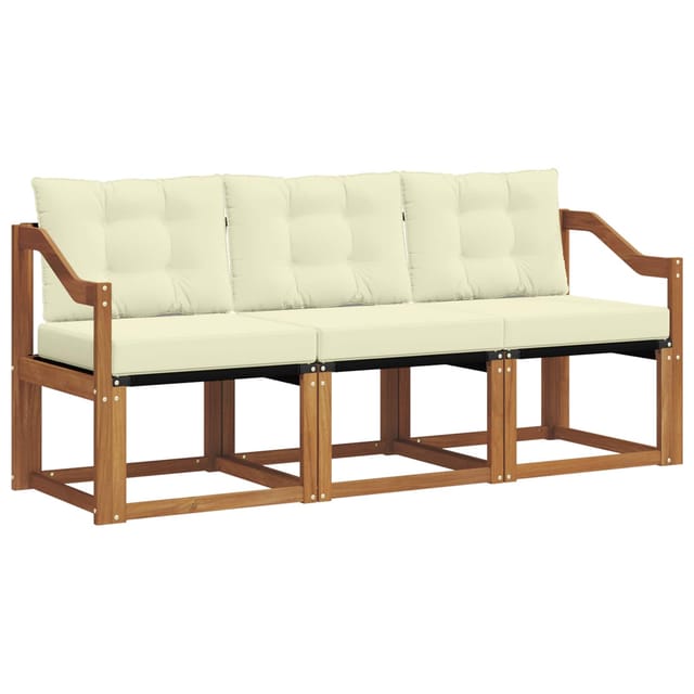 vidaXL Outdoor-Sofagarnitur mit Kissen 3-Tlg Natur und Creme 3368361