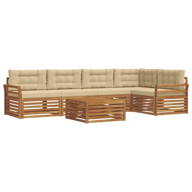 vidaXL Outdoor-Sofagarnitur mit Kissen 6-Tlg Natur und Beige 3373503