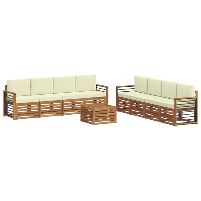 vidaXL Sofagarnituren 9 Tlg Natur und Creme Massivholz Akazie 3374580