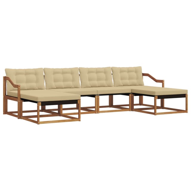 vidaXL Outdoor-Sofagarnitur mit Kissen 6-Tlg Natur und Beige 3369732