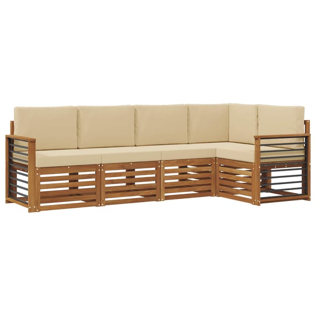 vidaXL Sofagarnituren 5 Tlg Natur und Beige Massivholz Akazie 3374823