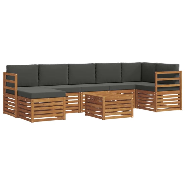 vidaXL Sofagarnituren 8 Tlg Natur und Anthrazit Massivholz Akazie 3375192