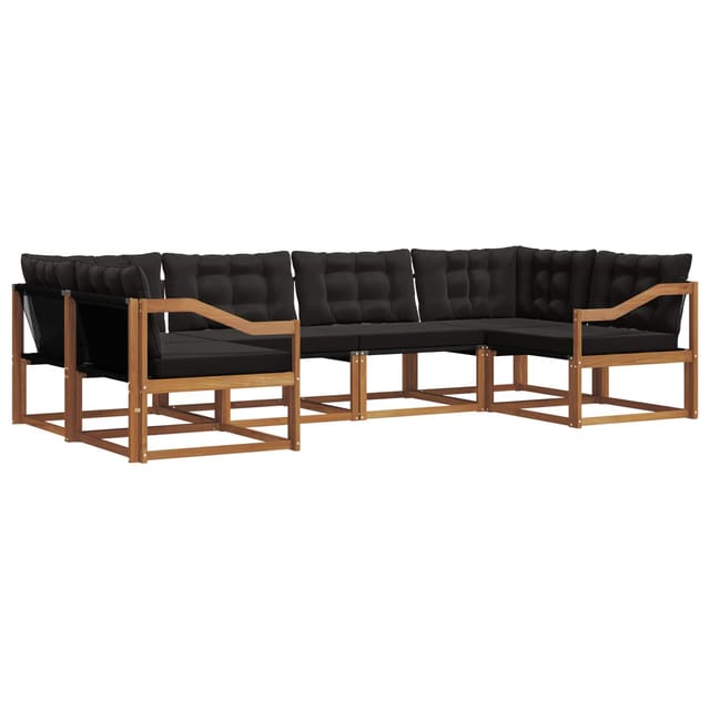 vidaXL Outdoor-Sofagarnitur mit Kissen 6-Tlg Natur und Schwarz 3369803
