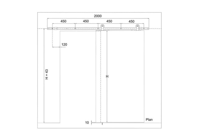 SOTECH Schiebetüren Set CHAMBER-2 2m Von Oben Anschraubbar Schwarz