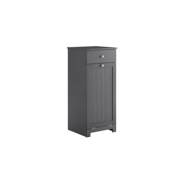 SoBuy Wäscheschrank mit Schublade Badezimmerschrank mit Wäschekorb 40x90x38cm Grau BZR21-II-DG