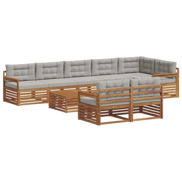 vidaXL Outdoor-Sofagarnitur mit Kissen 26-Tlg Natur und Hellgrau 3373686