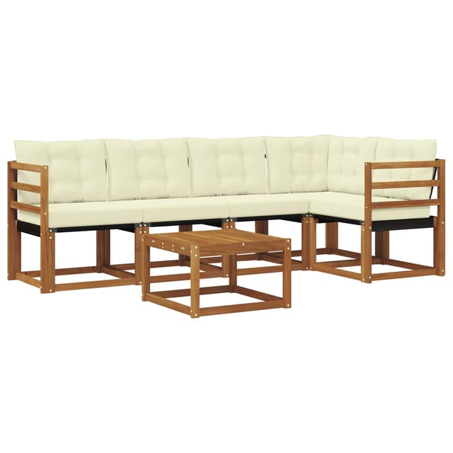 vidaXL Outdoor-Sofagarnitur mit Kissen 6-Tlg Natur und Creme 3368677