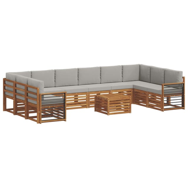vidaXL Sofagarnituren 11 Tlg Natur und Hellgrau Massivholz Akazie 3375611