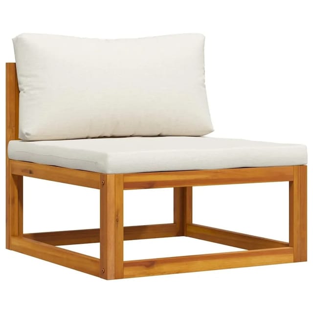 vidaXL Modular-Mittelsofa mit Cremeweißen Kissen Akazie Massivholz 311863