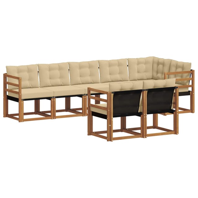 vidaXL Outdoor-Sofagarnitur mit Kissen 8-Tlg Natur und Beige 3368776