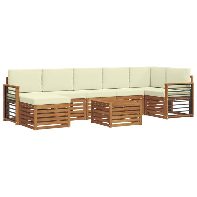 vidaXL Sofagarnituren 8 Tlg Natur und Creme Massivholz Akazie 3375220