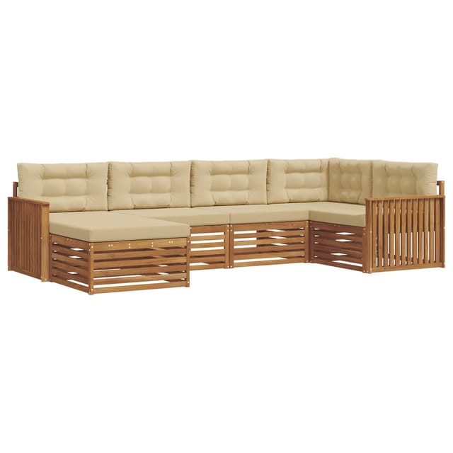 vidaXL Outdoor-Sofagarnitur mit Kissen 6-Tlg Natur und Beige 3373738