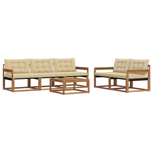 vidaXL Outdoor-Sofagarnitur mit Kissen 6-Tlg Natur und Beige 3369188