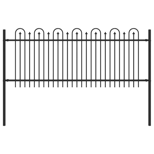 vidaXL Spitzenbogenzaun Schwarz 200 x 130 cm Pulverbeschichteter Stahl 42030091