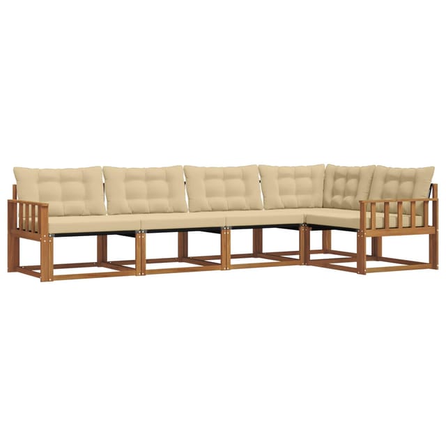 vidaXL Outdoor-Sofagarnitur mit Kissen 5-Tlg Natur und Beige 3369456