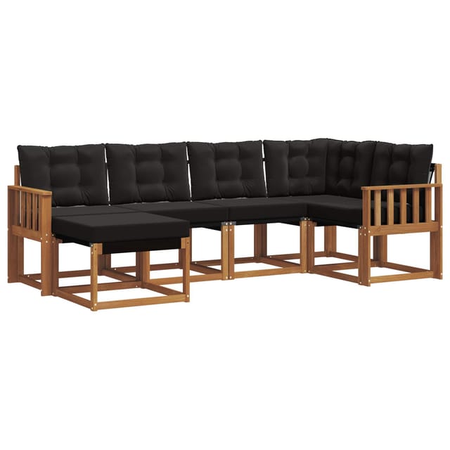 vidaXL Outdoor-Sofagarnitur mit Kissen 6-Tlg Natur und Schwarz 3368831