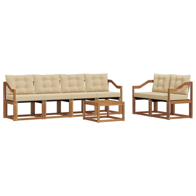 vidaXL Outdoor-Sofagarnitur mit Kissen 7-Tlg Natur und Beige 3368436