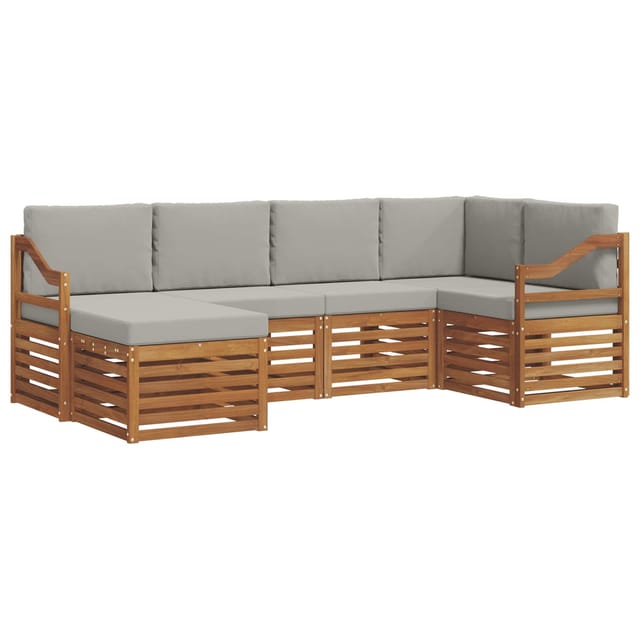 vidaXL Sofagarnituren 6 Tlg Natur und Hellgrau Massivholz Akazie 3375106