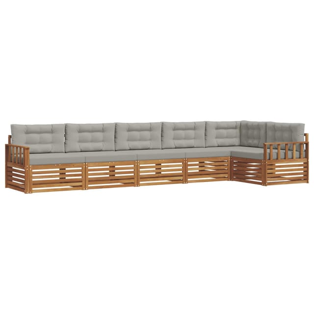 vidaXL Outdoor-Sofagarnitur mit Kissen 19-Tlg Natur und Hellgrau 3373531