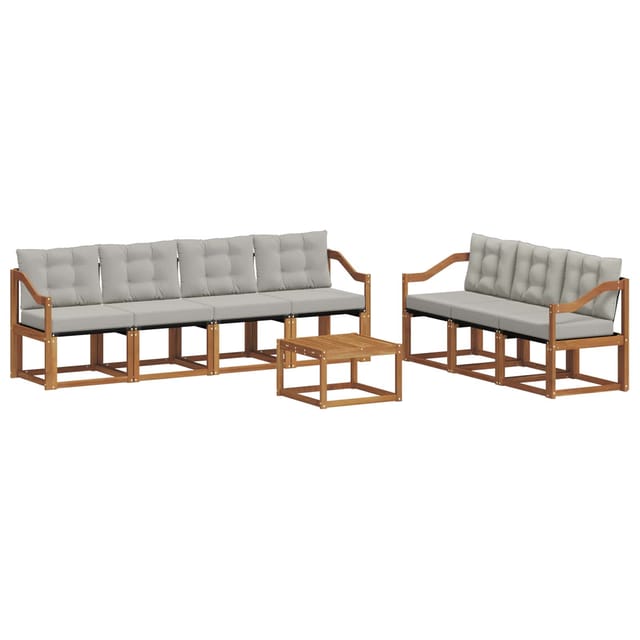 vidaXL Outdoor-Sofagarnitur mit Kissen 8-Tlg Natur und Hellgrau 3368482