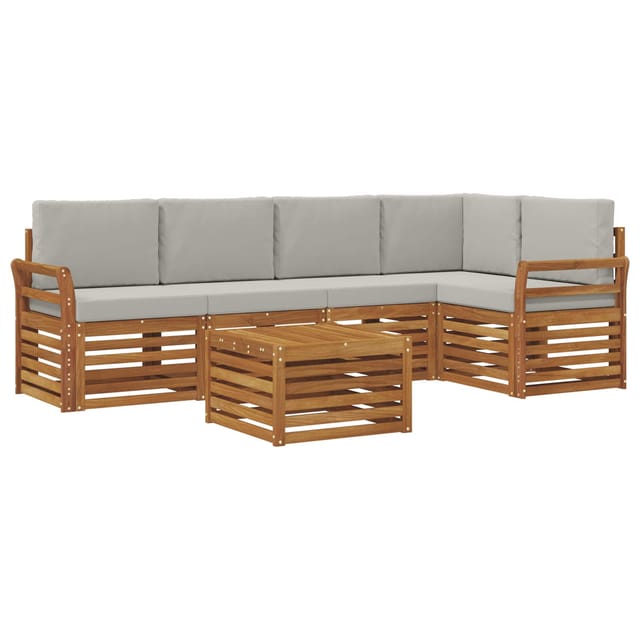 vidaXL Sofagarnituren 6 Tlg Natur und Hellgrau Massivholz Akazie 3374851