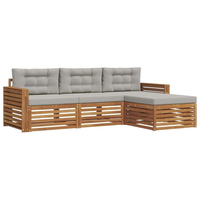 vidaXL Outdoor-Sofagarnitur mit Kissen 4-Tlg Natur und Hellgrau 3373266