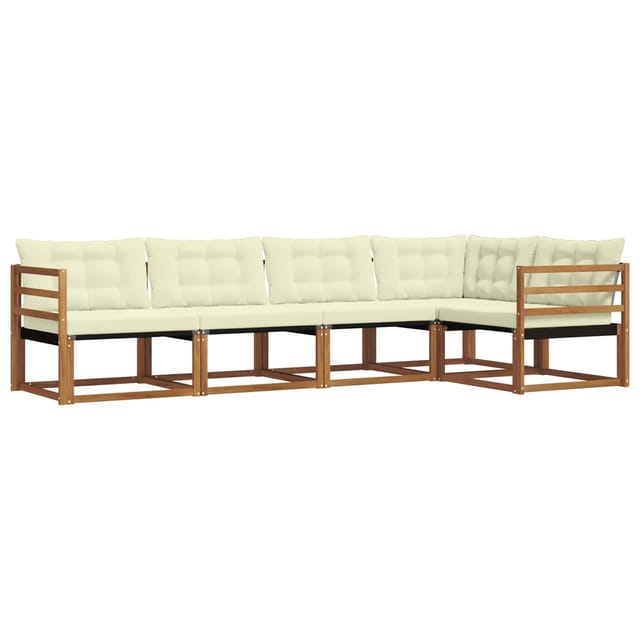 vidaXL Outdoor-Sofagarnitur mit Kissen 5-Tlg Natur und Creme 3369445
