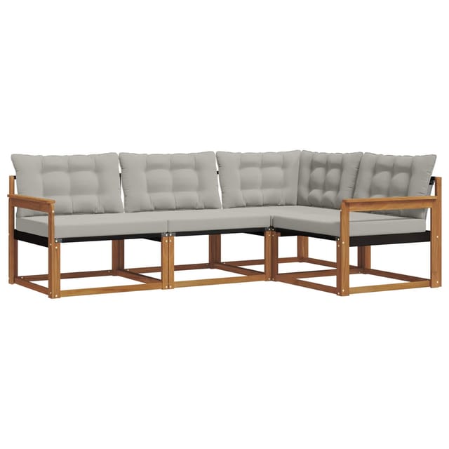 vidaXL Outdoor-Sofagarnitur mit Kissen 4-Tlg Natur und Hellgrau 3369402