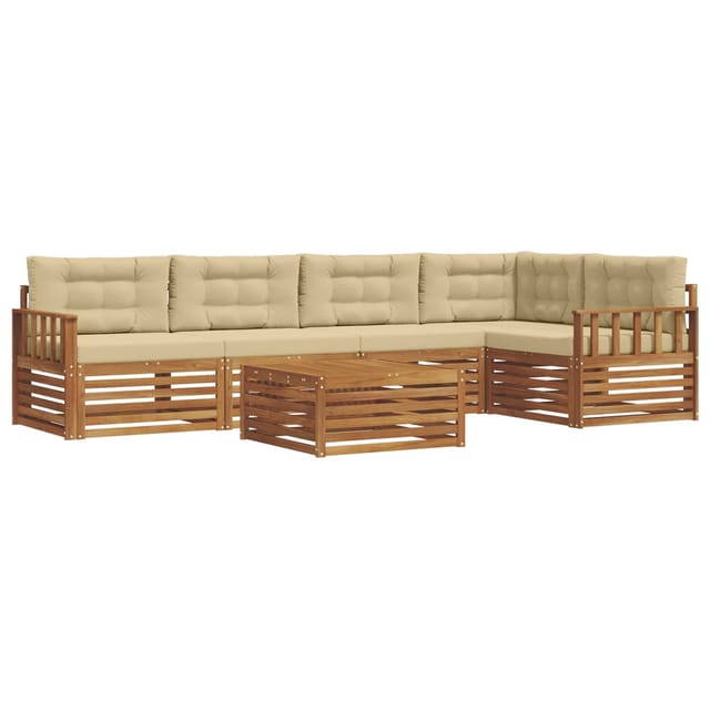 vidaXL Outdoor-Sofagarnitur mit Kissen 6-Tlg Natur und Beige 3373493