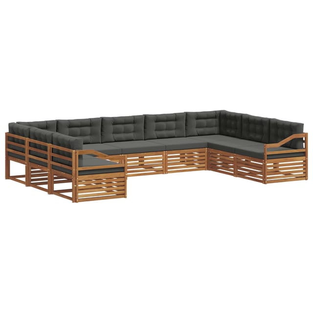 vidaXL Sofagarnituren 9 Tlg Natur und Anthrazit Massivholz Akazie 3374147