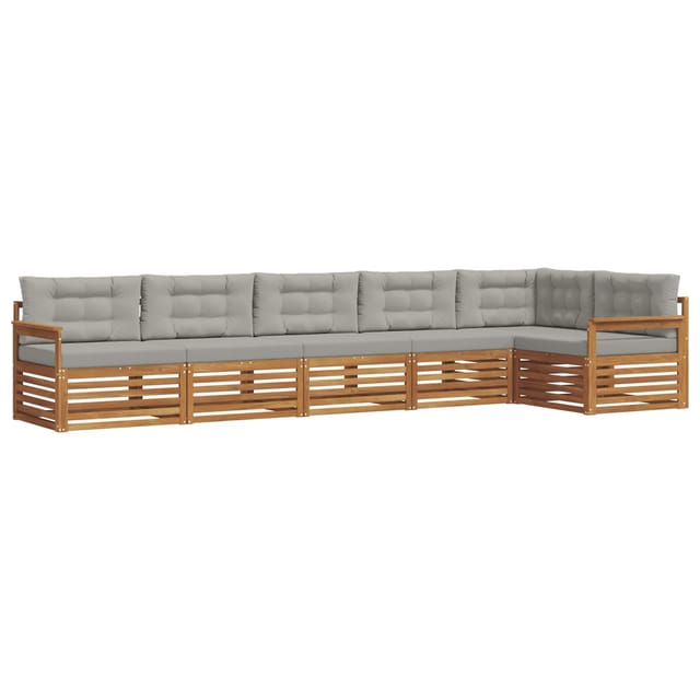 vidaXL Outdoor-Sofagarnitur mit Kissen 19-Tlg Natur und Hellgrau 3373526