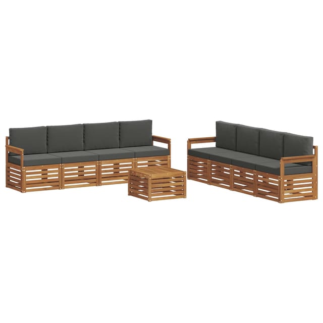vidaXL Sofagarnituren 9 Tlg Natur und Anthrazit Massivholz Akazie 3374557