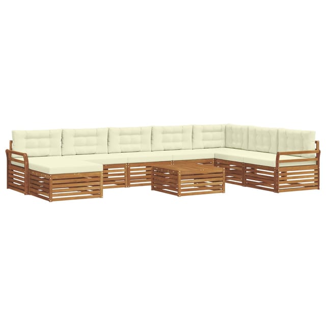 vidaXL Sofagarnituren 9 Tlg Natur und Creme Massivholz Akazie 3373980