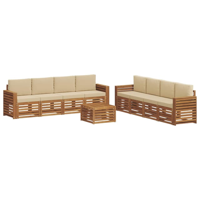 vidaXL Sofagarnituren 9 Tlg Natur und Beige Massivholz Akazie 3374578