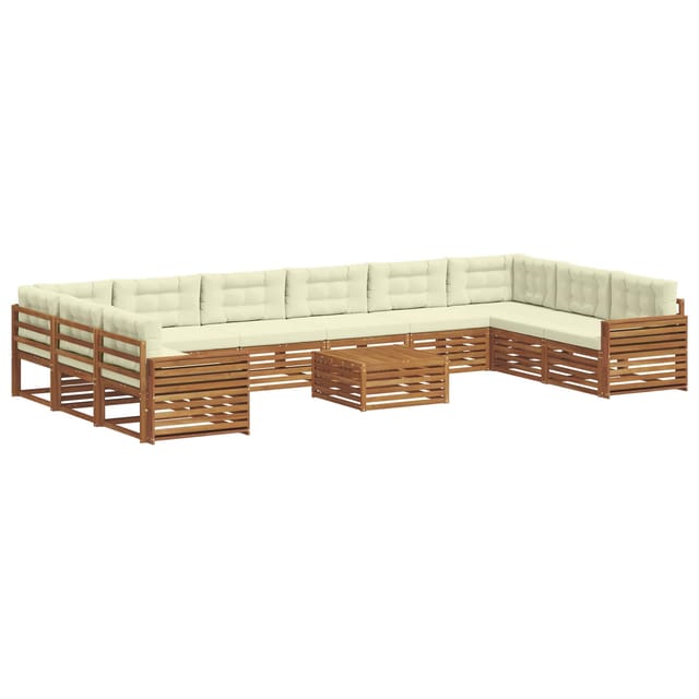 vidaXL Sofagarnituren 11 Tlg Natur und Creme Massivholz Akazie 3374255