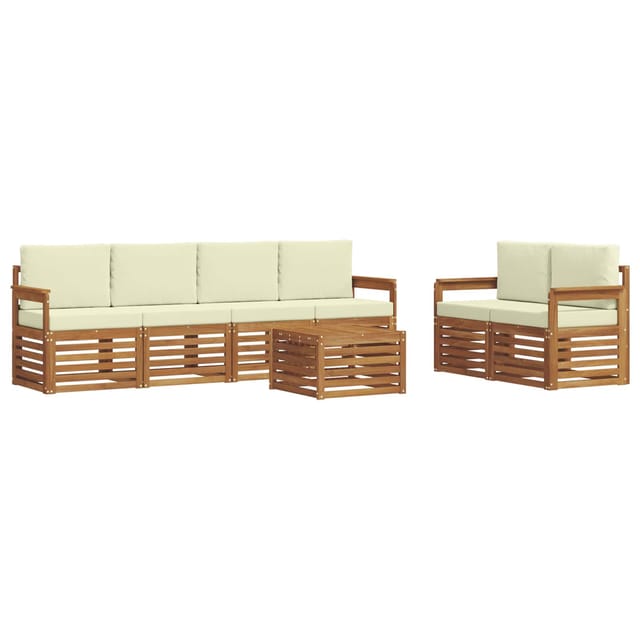 vidaXL Sofagarnituren 7 Tlg Natur und Creme Massivholz Akazie 3374395